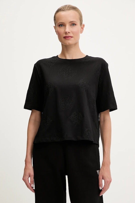 

Хлопковая футболка PEONY Guess, черный