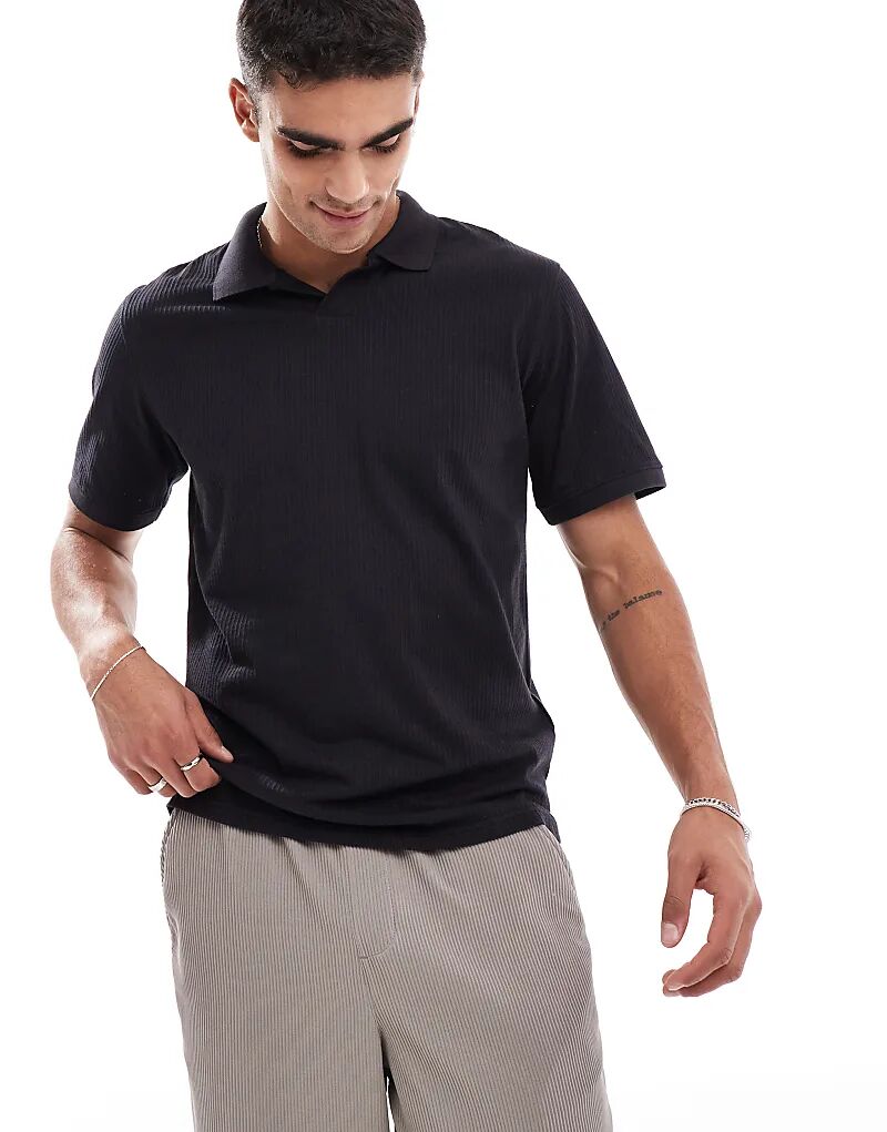 

Поло plisse notch черного цвета Jack & Jones