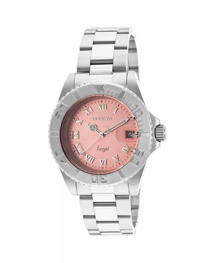 

Женские часы 14360 Angel Quartz с розовым циферблатом и тремя стрелками Invicta, серебряный
