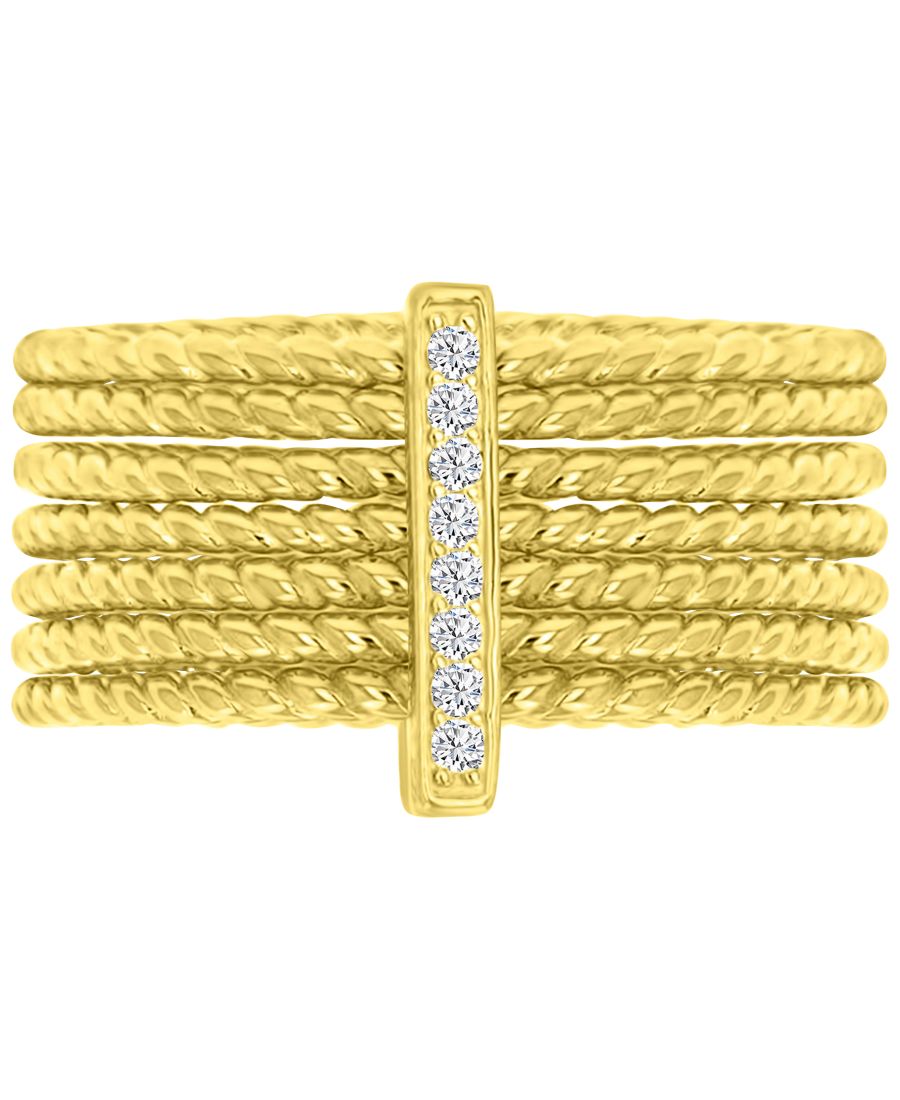 

Эффектное кольцо с многослойной текстурой и кубическим цирконием из стерлингового серебра с покрытием из 14-каратного золота Macy's, Gold