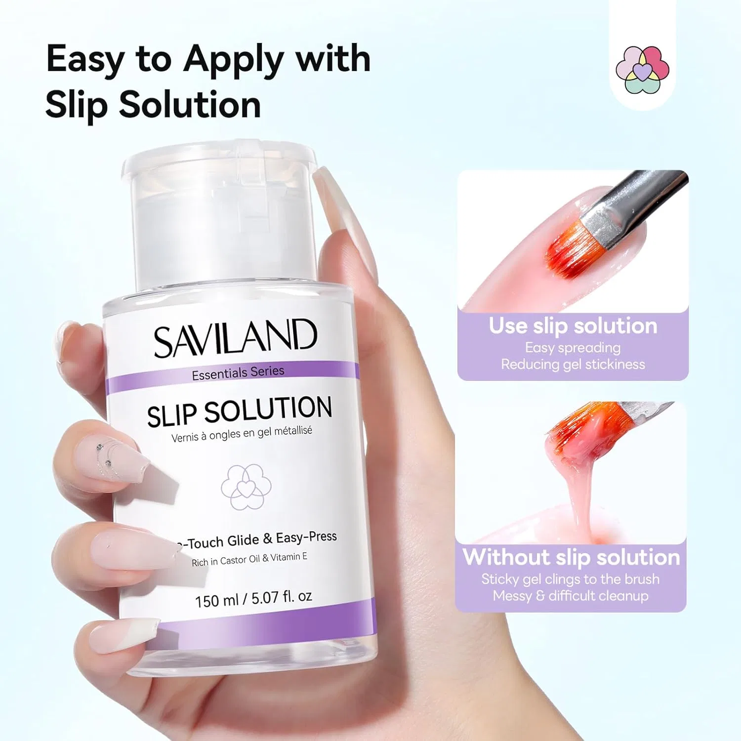 Жидкость для полигеля «Slip Solution» 150 мл от SAVILAND Saviland, 150 Ml White Forms — фото 3