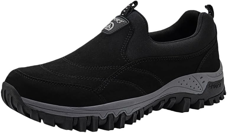 

Мужские повседневные удобные обувь для улицы - спортивные походные ботинки с регулируемой посадкой - большой размер - походная обувь для путешествий Clolinde, черный