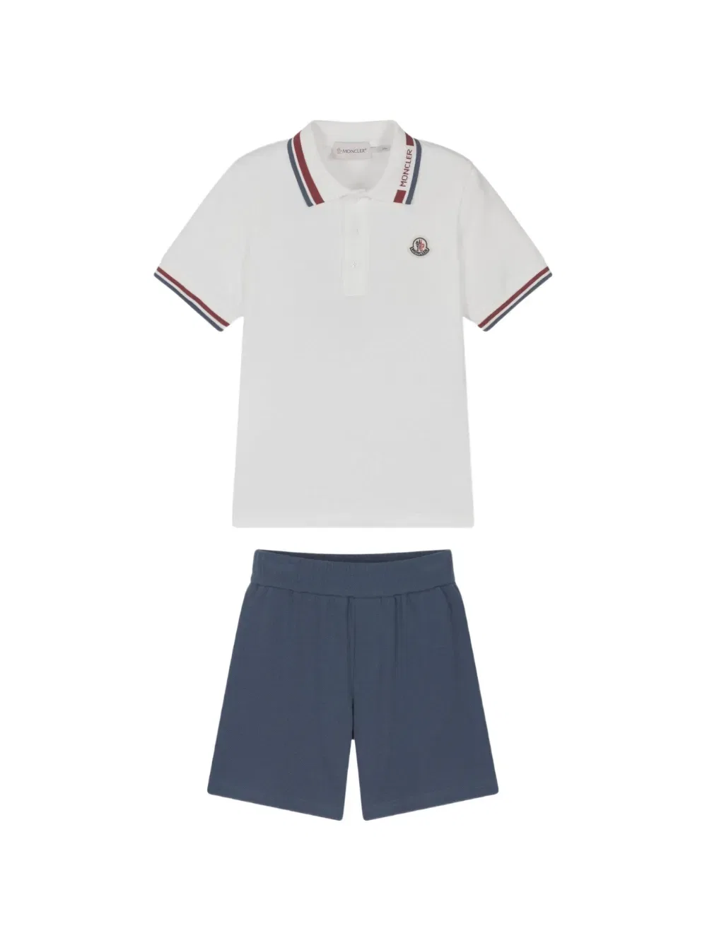 Комплект из поло и шорт в полоску Moncler Enfant, нейтральный