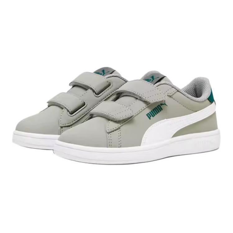 PUMA Smash 3.0 BUCK V PS устойчивые к истиранию низкие детские скейтбординг кроссовки серый белый зеленый — фото 4