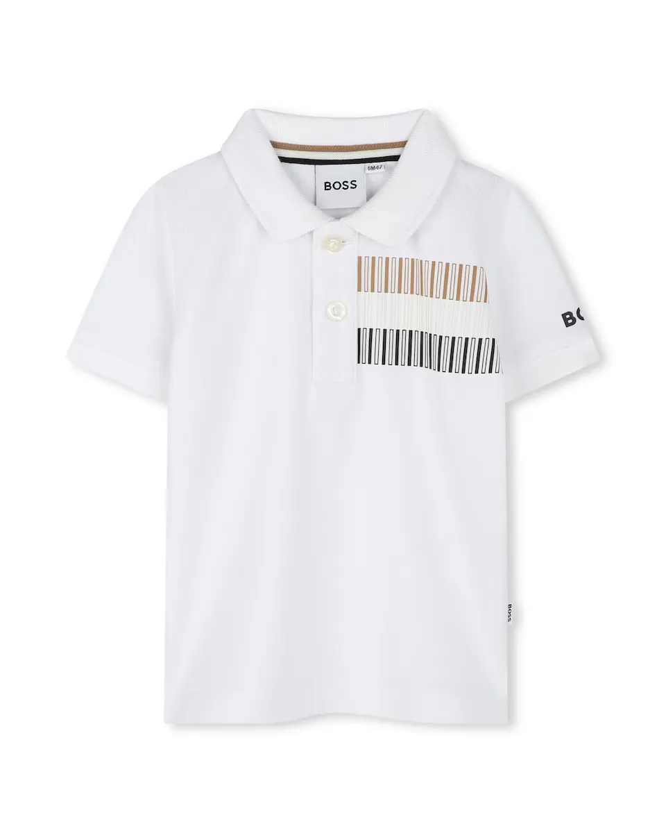 

Белая рубашка поло для мальчика с короткими рукавами BOSS Kidswear, белый