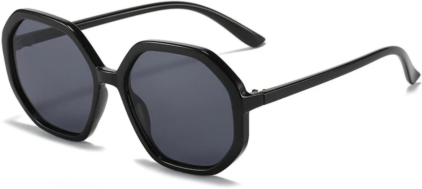 

Классические ретро-солнцезащитные очки овальной формы для женщин и мужчин. Модные многоугольные солнцезащитные очки класса люкс для путешествий с защитой от УФ-излучения UV400 TKKTLLT, Black Gray