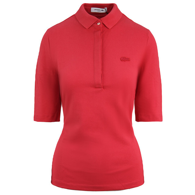 

Облегающая женская рубашка-поло розового цвета Lacoste, розовый