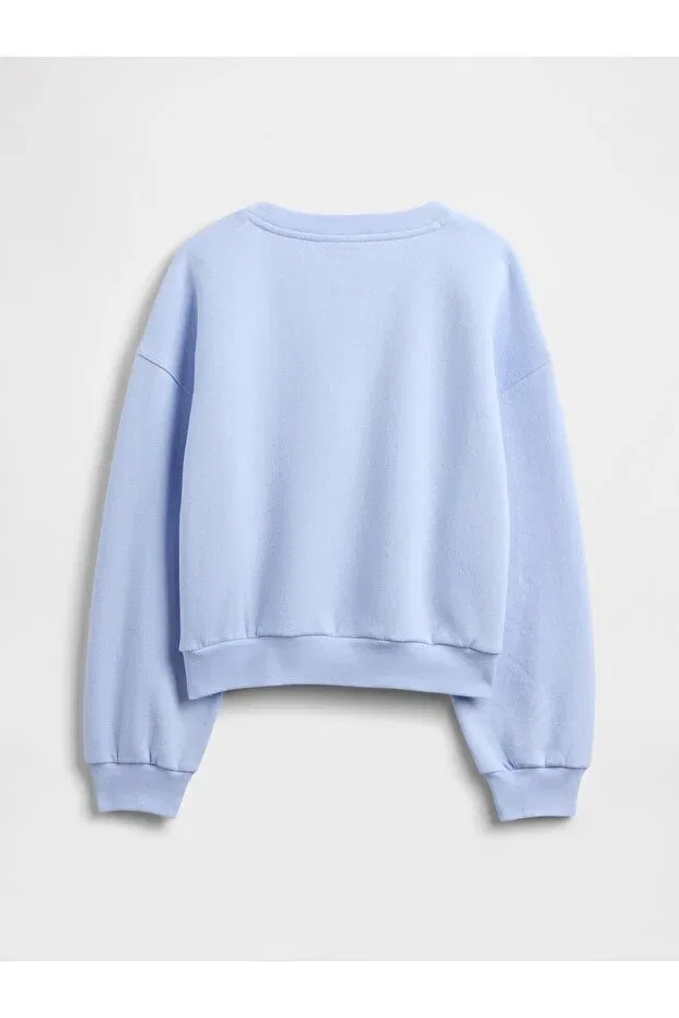 Детские свитшот для девочек оверсайз Baby Blue Oversized Crew Neck Sweatshirt Gap, Baby Blue 001 — фото 3