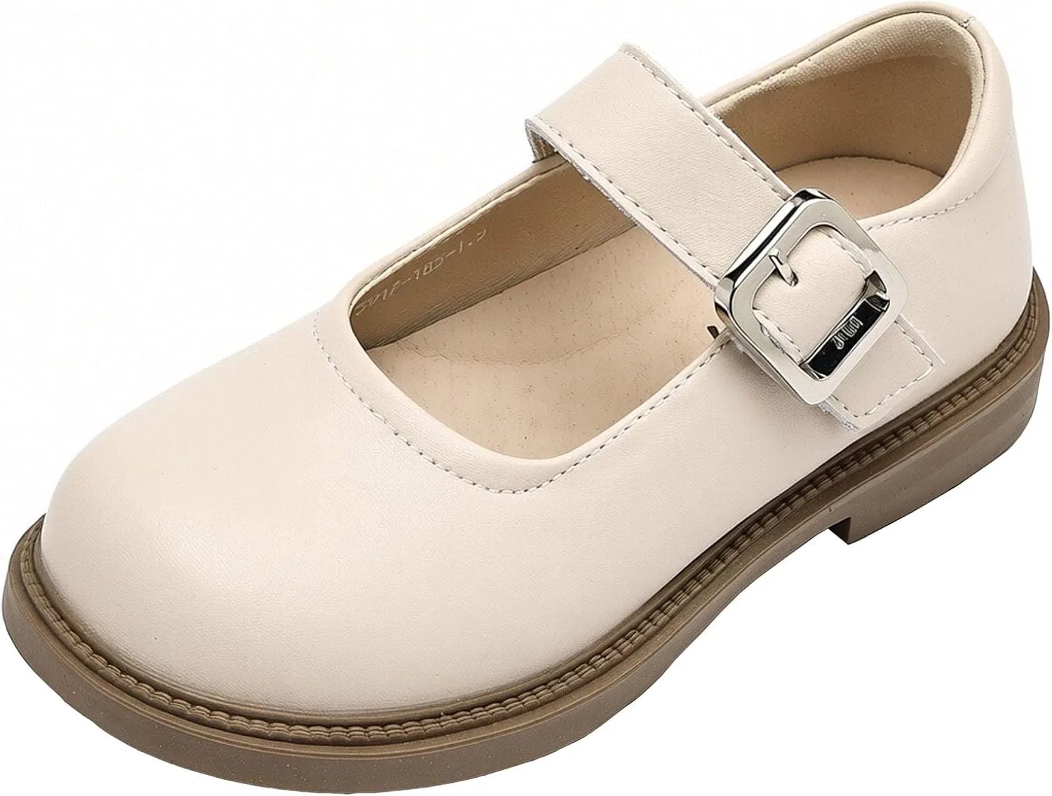 Детские туфли Мэри Джейн с сердцевидной пряжкой WUIWUIYU, Beige