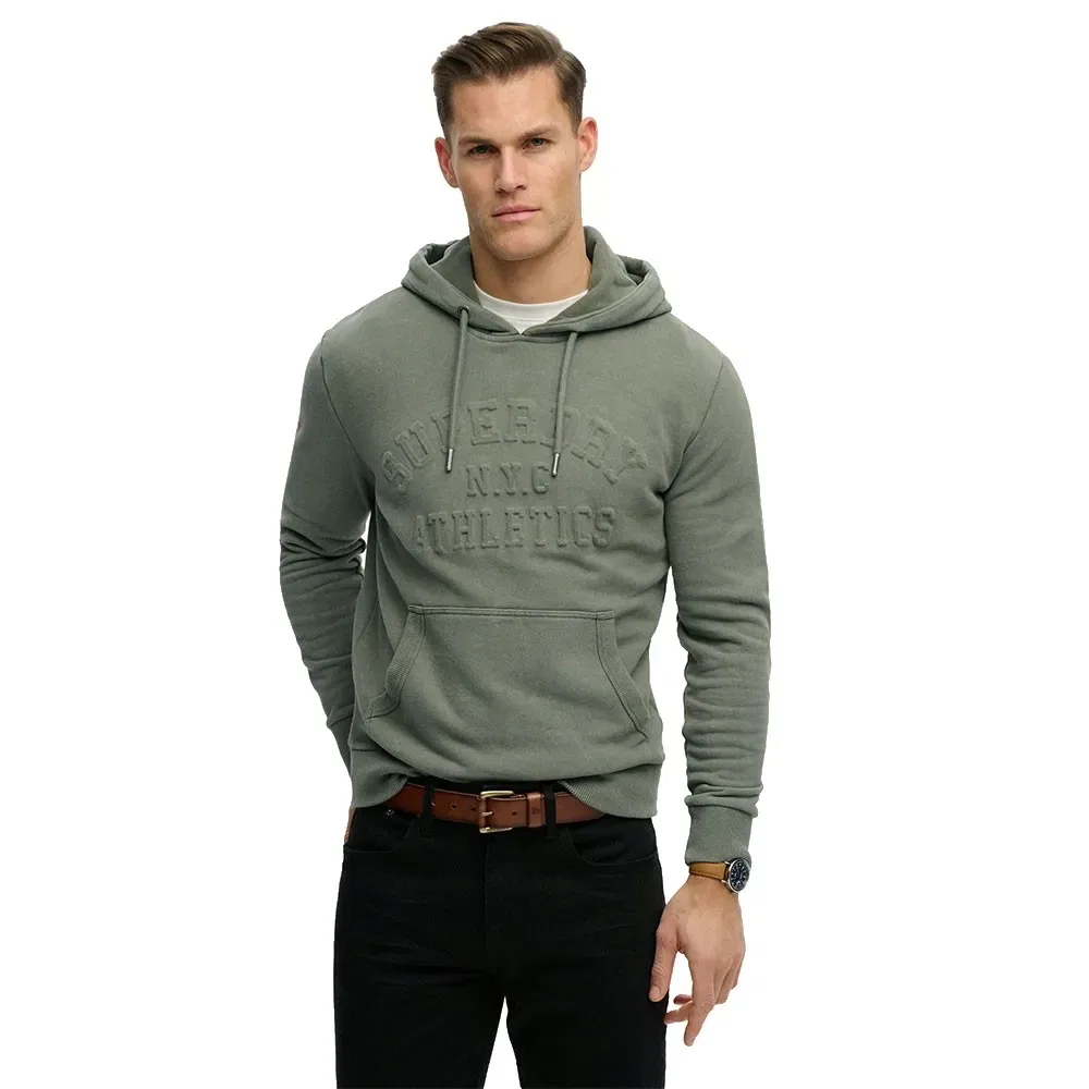 Худи Athletic Emboss Relaxed Fit Superdry, зеленый