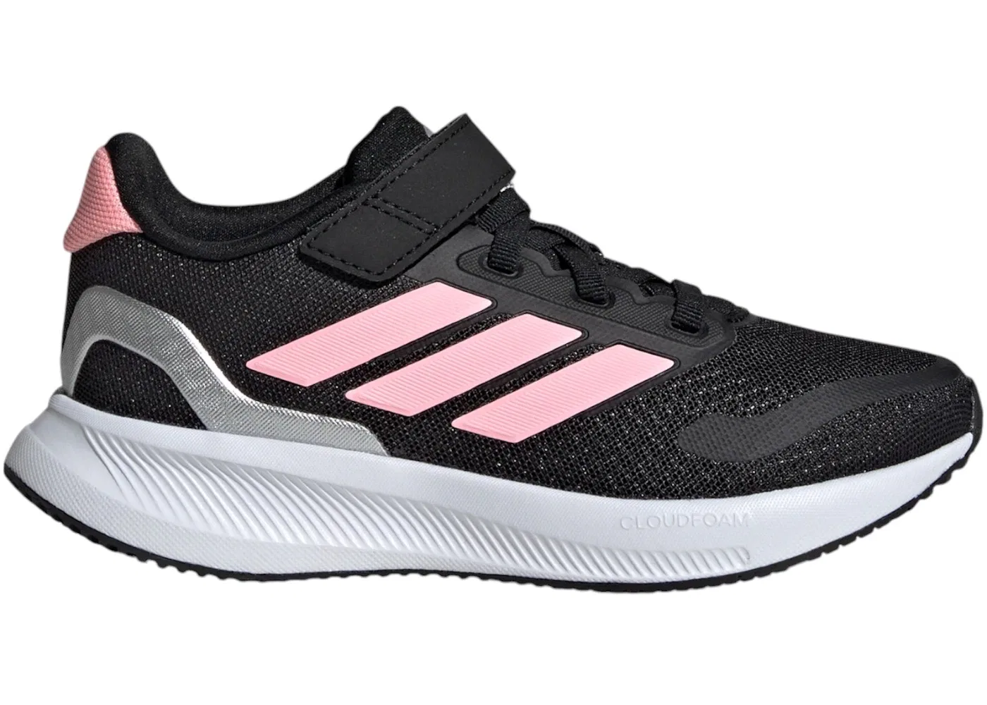 Детские кроссовки с закрытой пяткой Adidas Runfalcon 5, Core Black Pink Spark Silver Metallic