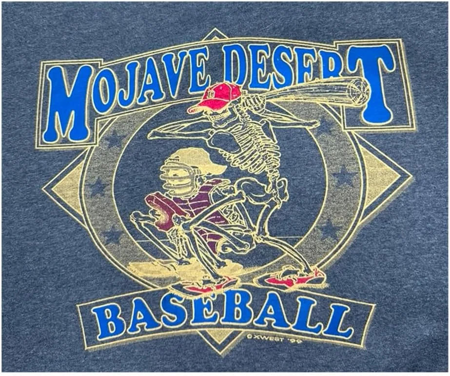 Женская футболка с принтом скелета Mojave Desert Baseball Coach T Shirt, Vintage Navy