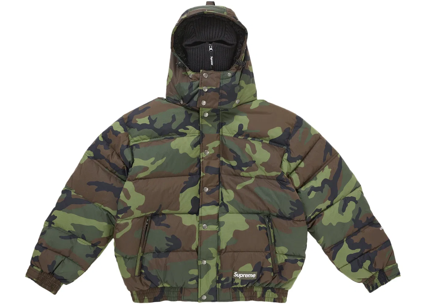 Мужская пуховая куртка-пуховик с капюшоном-маской Woodland Camo Supreme — фото 2