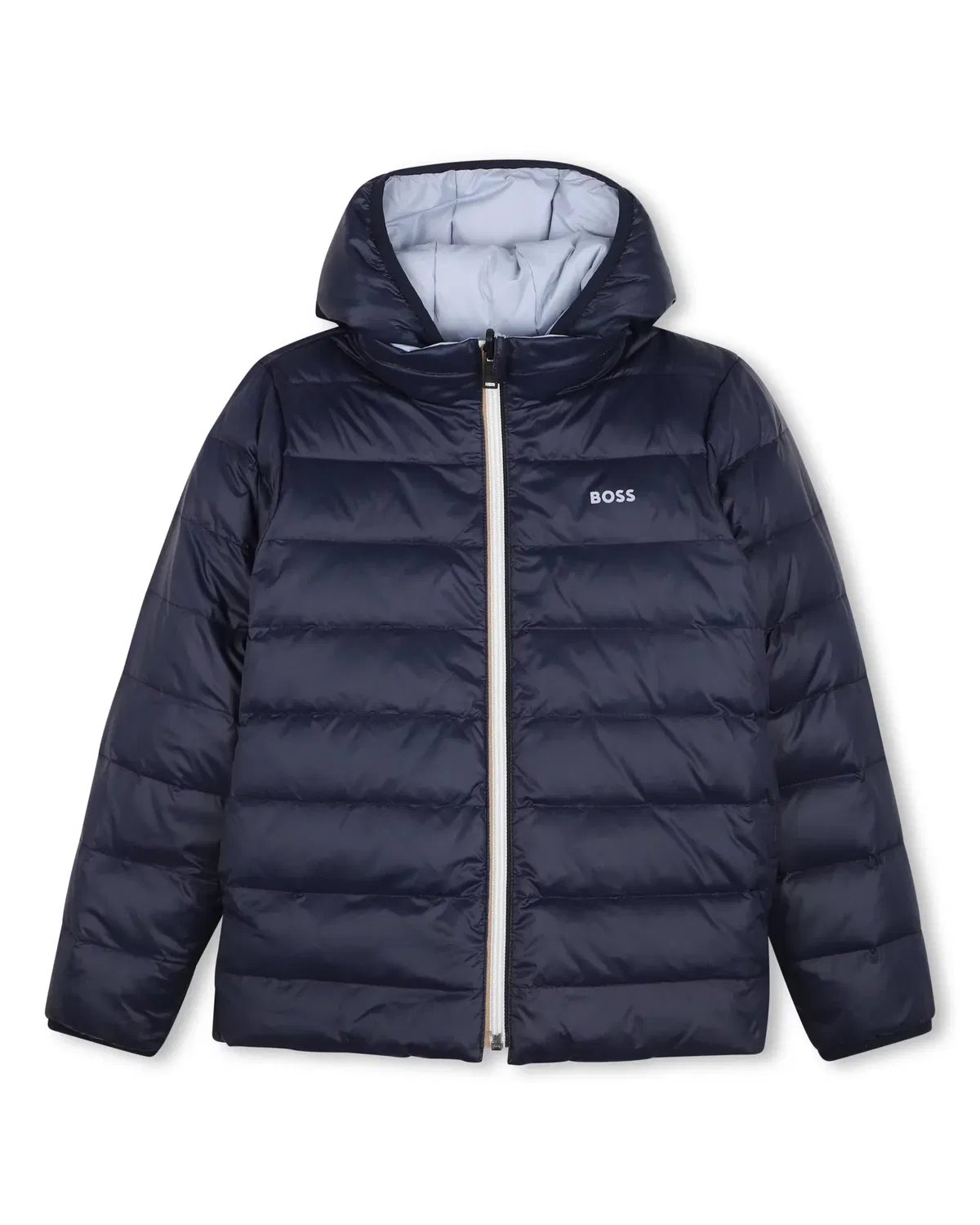 Детское пальто для мальчиков стеганое реверсивное BOSS Kidswear, Azul Claro