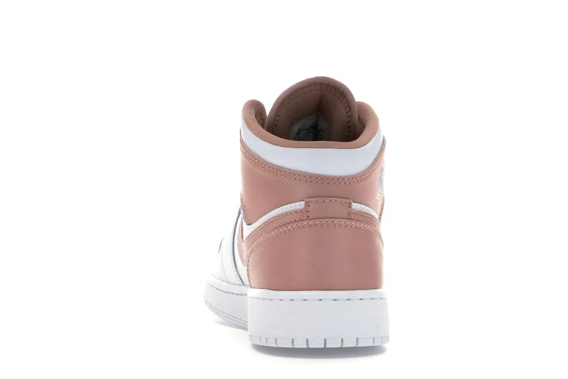 Детские кроссовки из кожи и сатина White/Rose Gold-Black Jordan Jordan 1 Mid — фото 4