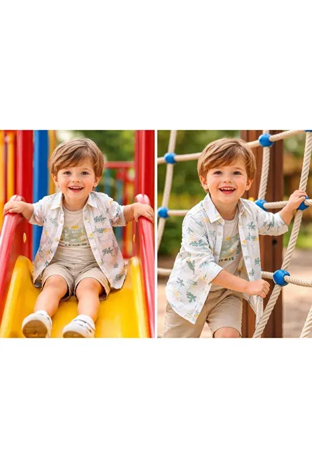 Детская рубашка для мальчиков с длинным рукавом Summer breeze Lokukids, White — фото 3