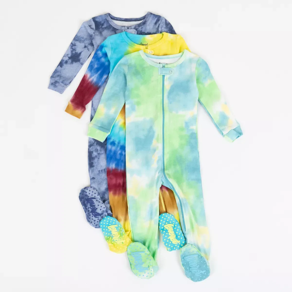 Детский комплект пижам с длинным рукавом Tie Dye Brights SLEEPWEAR, 3 Штуки