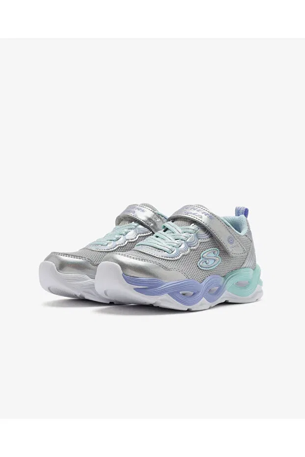 Детские кроссовки для девочек с подсветкой Twisty Glow Skechers, Silver — фото 3