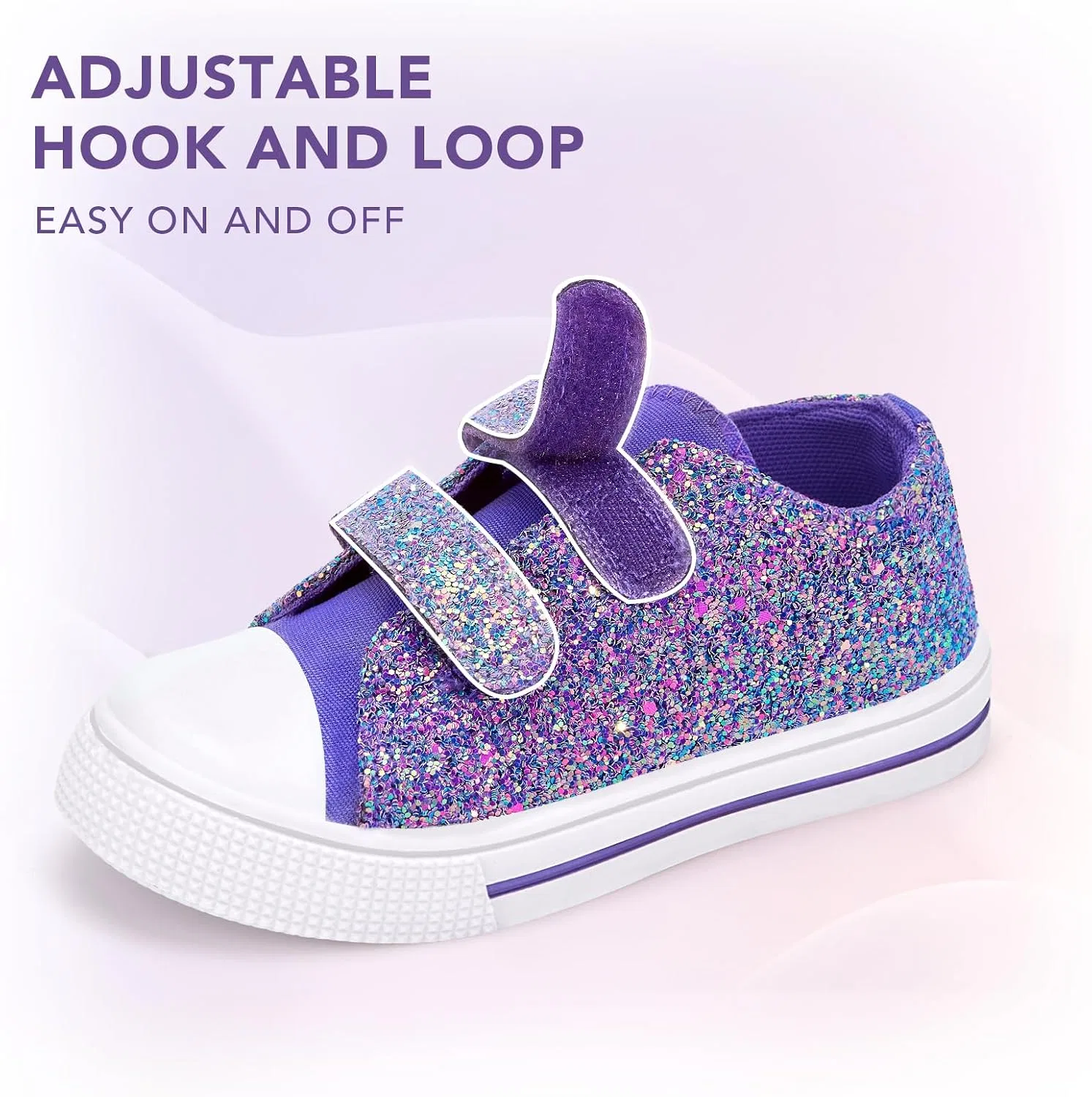 Детские кроссовки для девочек с блестками EUXTERPA, Purple Glitter — фото 4