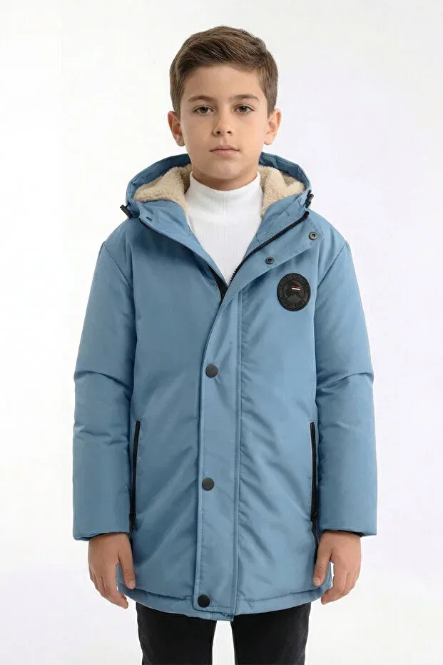 Детское пальто для девочек зимнее с капюшоном Basics D1Fference, Blue — фото 2