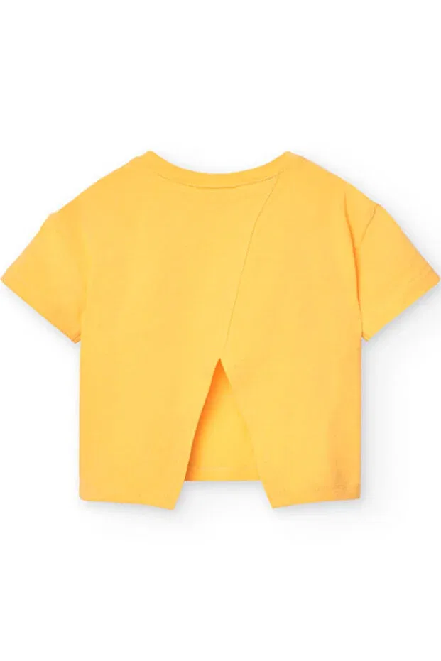 Детская футболка для девочек с вышивкой цветов Boboli, Yellow — фото 2