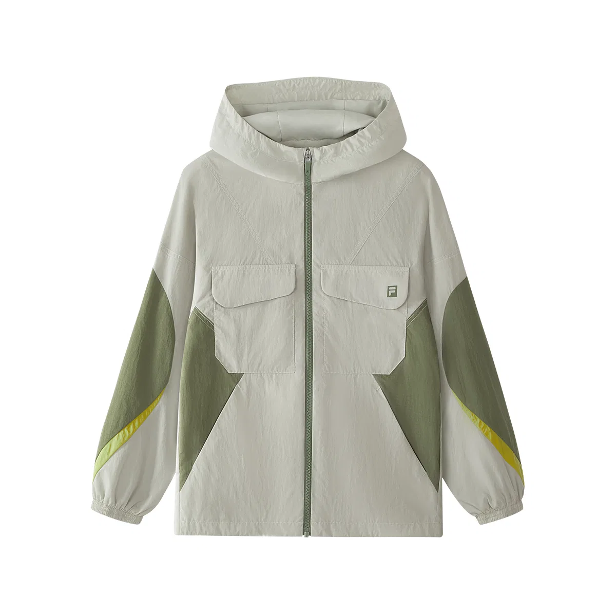 Детская куртка с капюшоном в ретро-спортивном стиле Clear Sand Green FILA KIDS