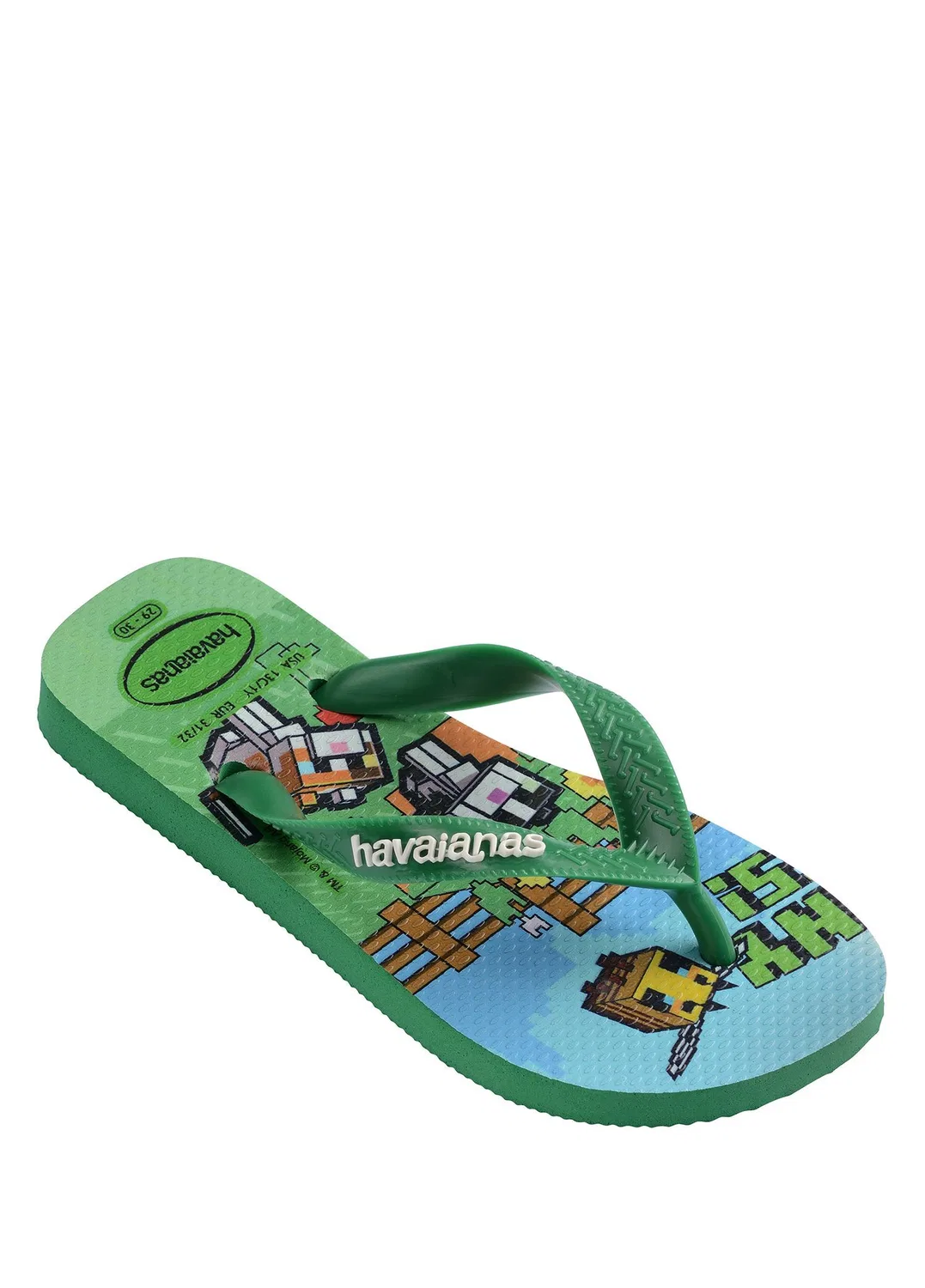 Пляжные тапочки Havaianas Minecraft, зеленый — фото 2