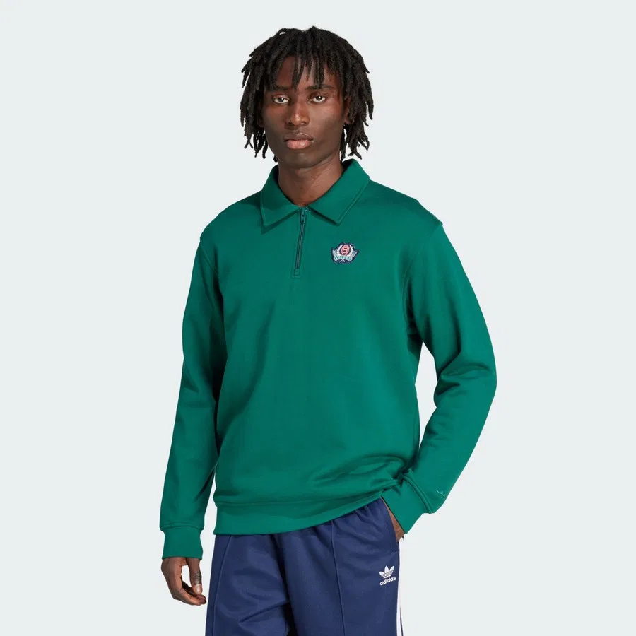 Свитшот с полузамком Varsity Loose adidas, Зеленый