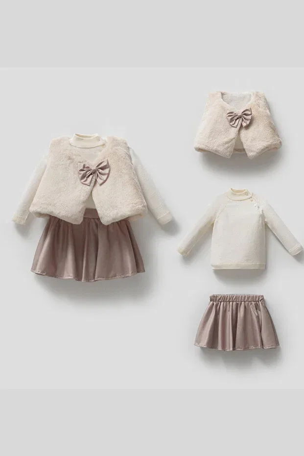 Детский комплект из футера с принтом Basics Nipperland, Beige