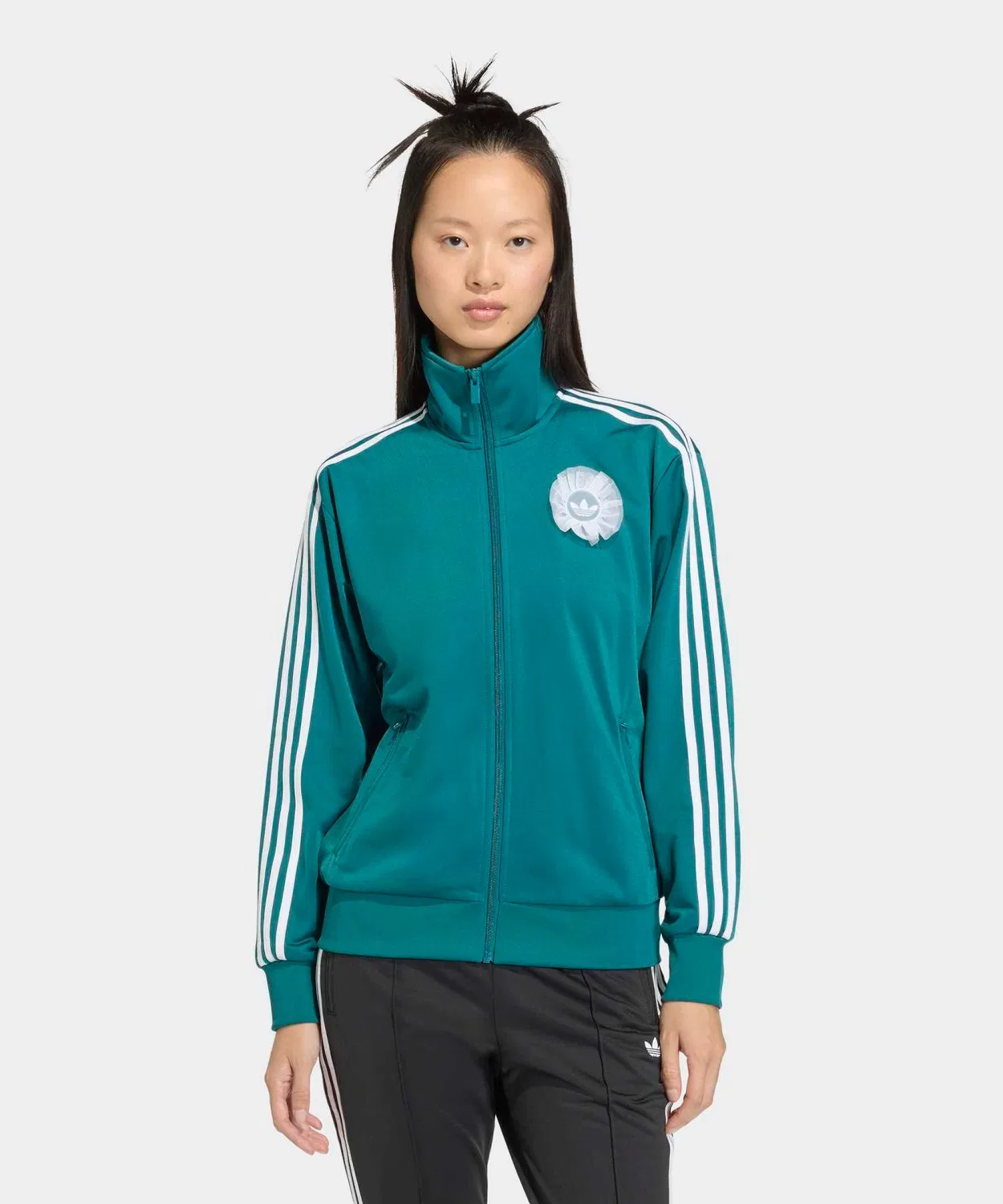 Женский лонгслив с принтом и воротником-хомутом Adidas Originals, Синий