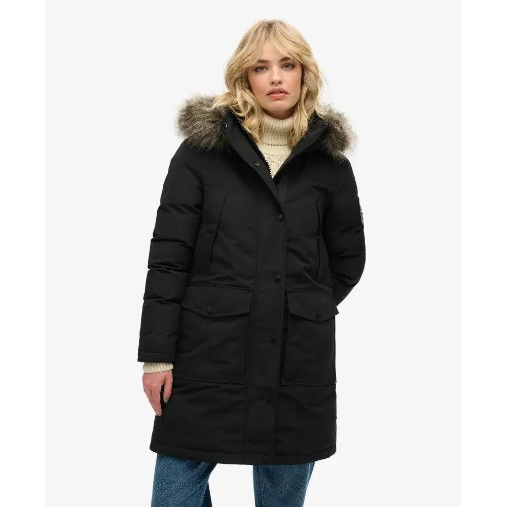 Женская парка с искусственным мехом Everest Superdry, Schwarz — фото 2