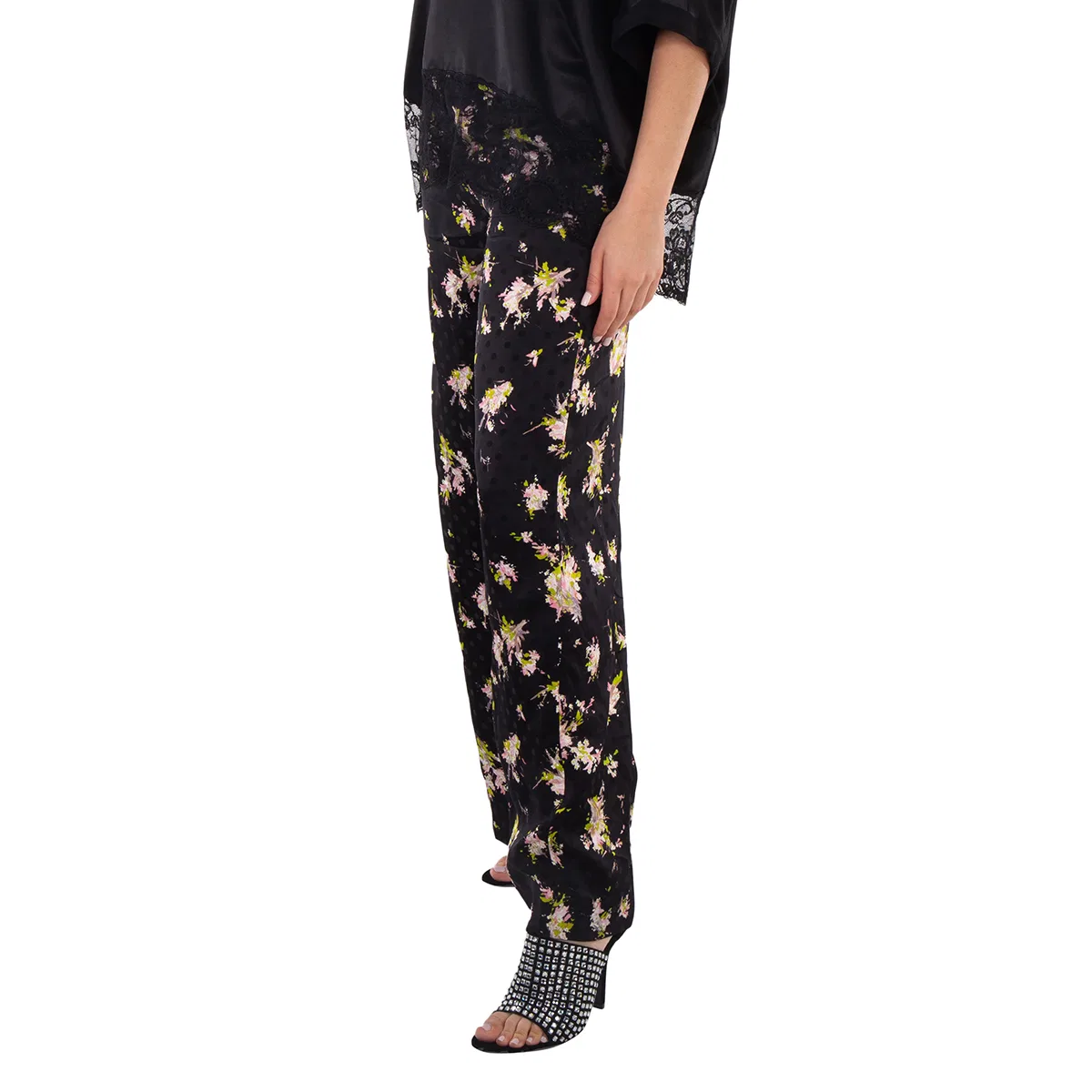 Брюки женские с цветочным принтом Ladies Jane Floral Print Trousers Burberry, Black Ip Pat — фото 2