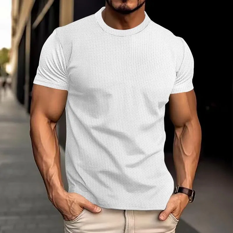 Мужская облегающая футболка с круглым вырезом Solid Color, White — фото 2