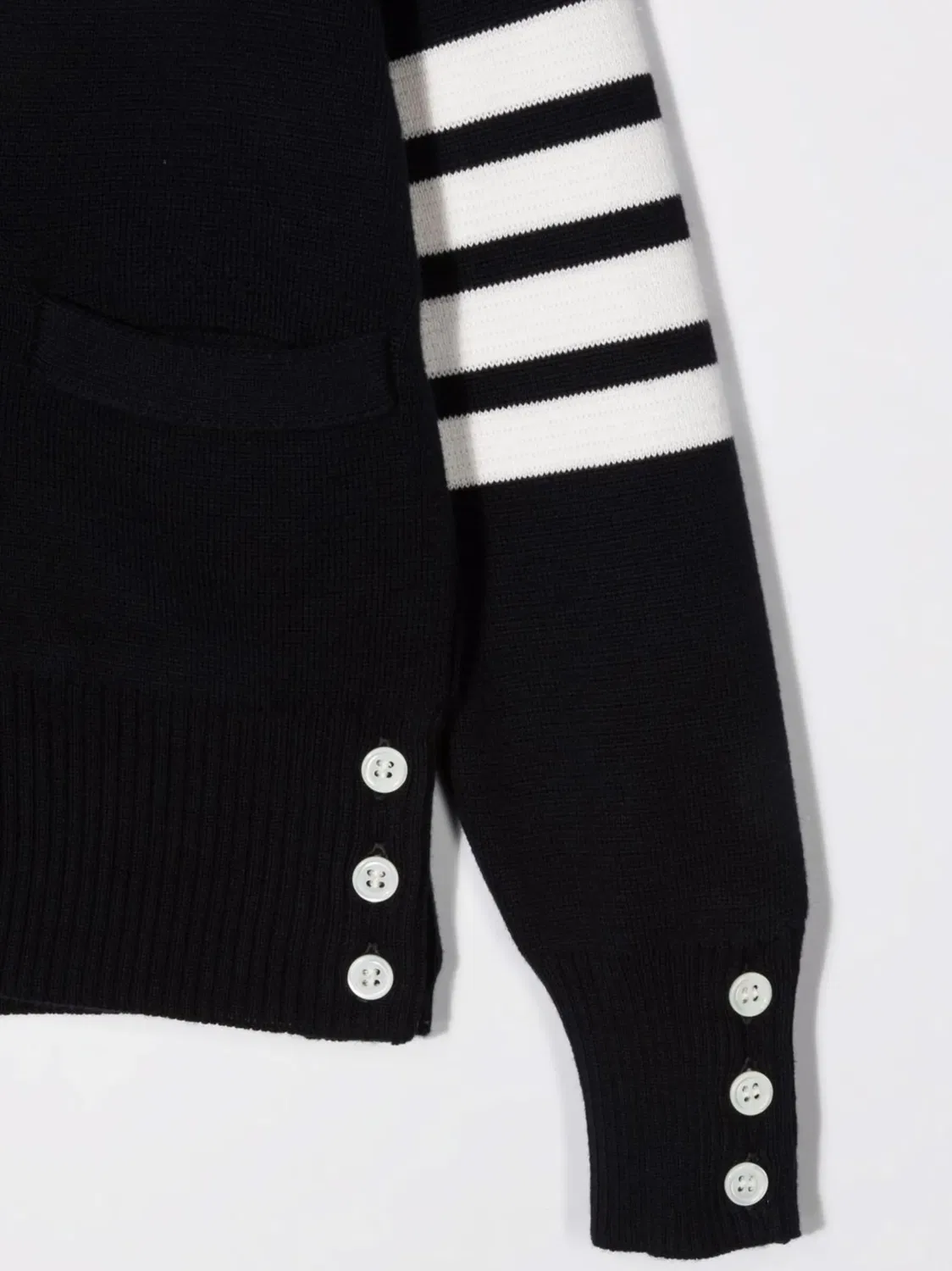 Кардиган в полоску с V-образным вырезом Thom Browne, темно-синий/белый — фото 2