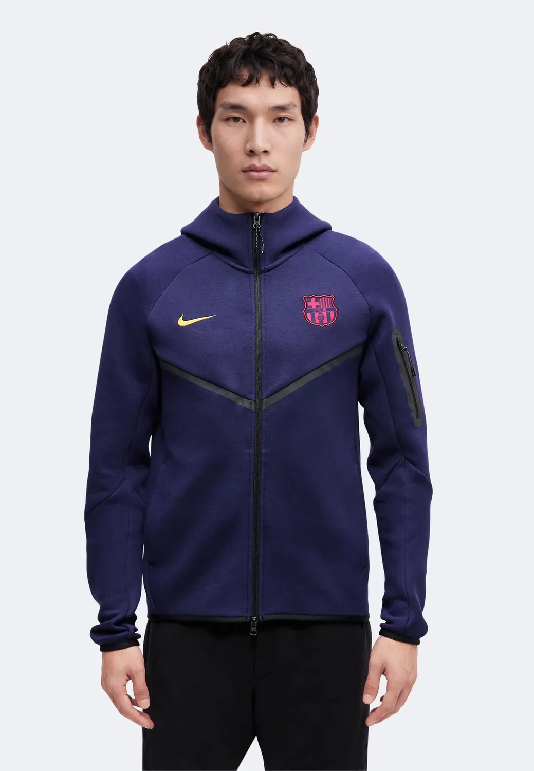 Худи FCB - клубная одежда Nike Performance, Blackened Blue/Mineral Yellow