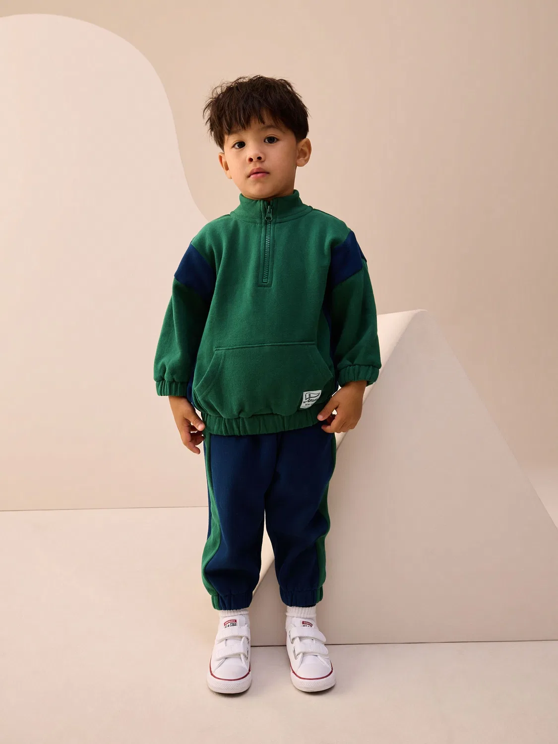 Спортивный костюм Green Half Zip Top and Joggers Set Next, зеленый