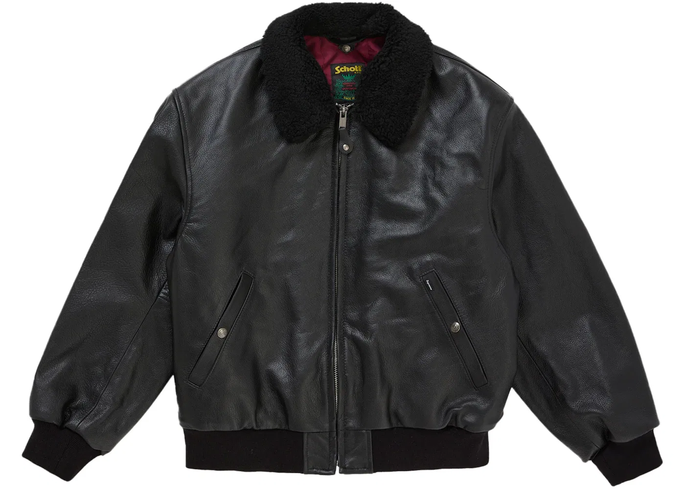 Мужская куртка-бомбер из овчины Schott Supreme, Black