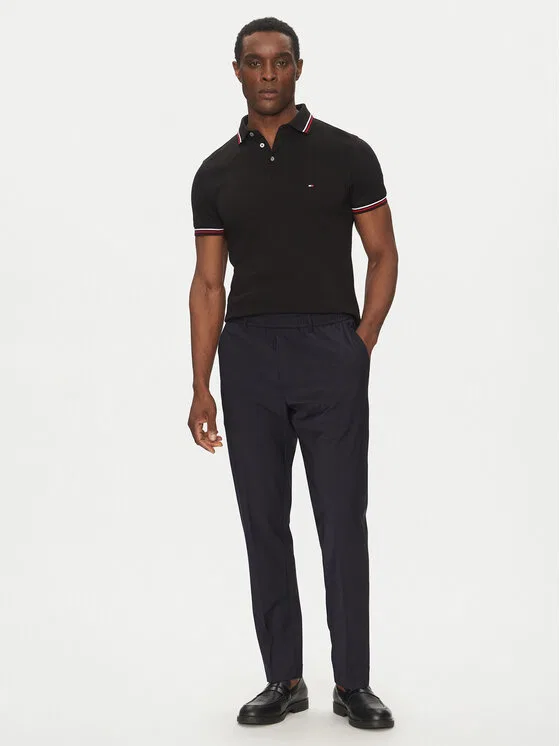 Поло slim fit Tipped Tommy Hilfiger, черный — фото 2
