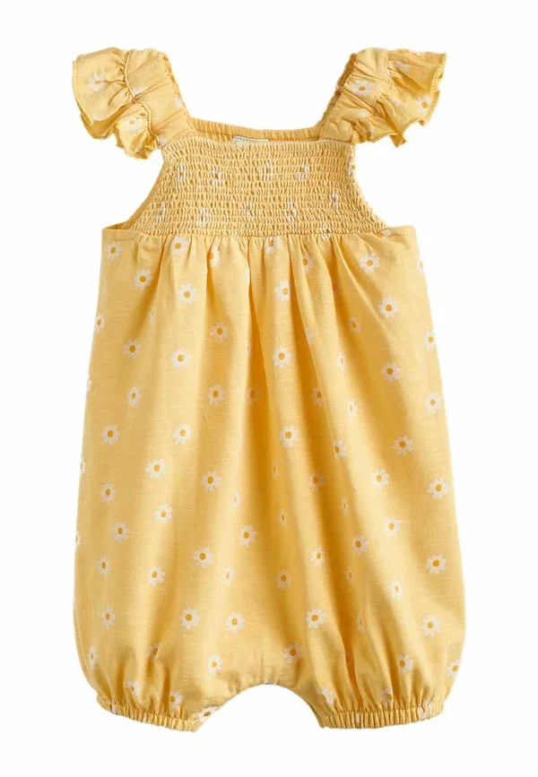 Комплект боди с цветочным принтом Regular fit - smocked baby rompers 2 pack set, Next, Yellow and Blue Floral, синий/желтый — фото 3