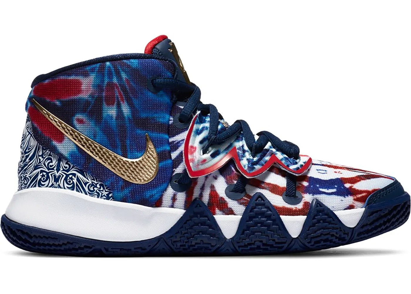 Детские кроссовки для мальчиков с принтом Nike Kybrid S2, Blue Void Metallic Gold Photo Blue White