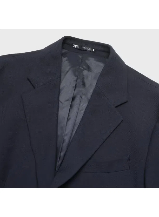 Пиджак классический с длинным рукавом Zara, темно-синий — фото 4