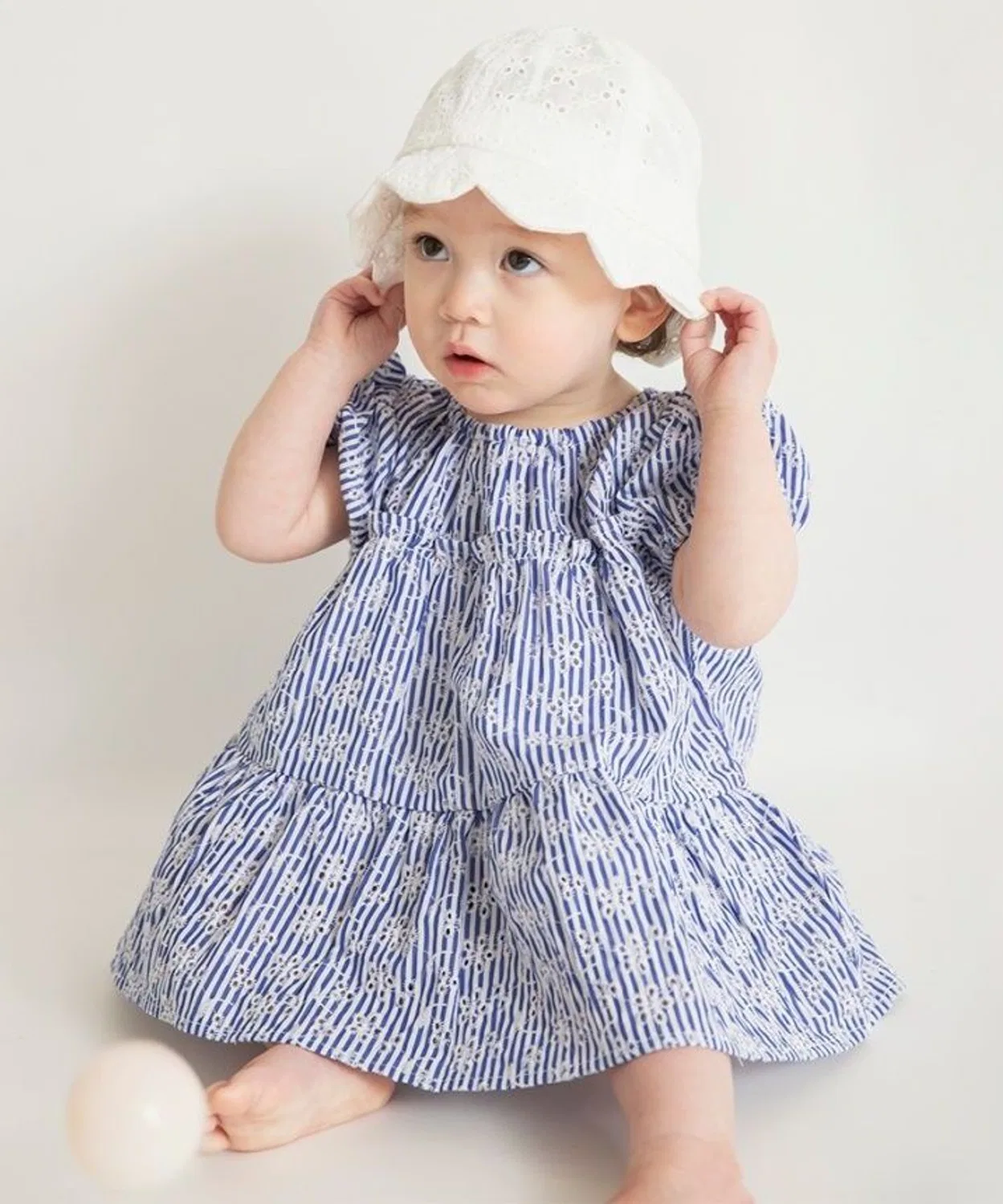 Детский комплект из туники и шорт с кружевной отделкой, модель Over Lace Set Up, branshes, Blue