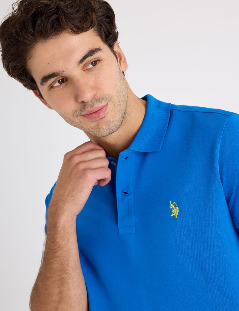 Футболка поло U.S. Polo Assn. Solid Pique Small Logo, насыщенный синий — фото 3