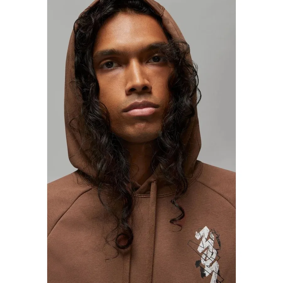 Мужской худи с капюшоном из флиса Jordan Jumpman Fleece Pullover Hoodie Nike, Коричневый — фото 4