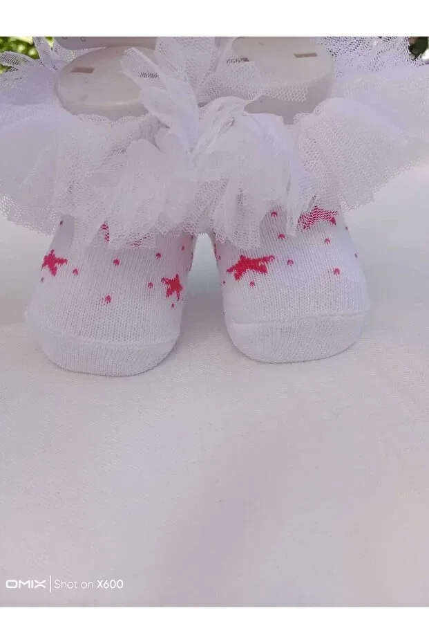 Детские носки с принтом Star Pattern Tulle Atolye Ferda, Fuchsia - White
