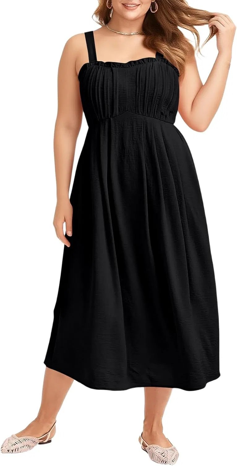 Женский летний сарафан без рукавов с запахом Plus Size, Black