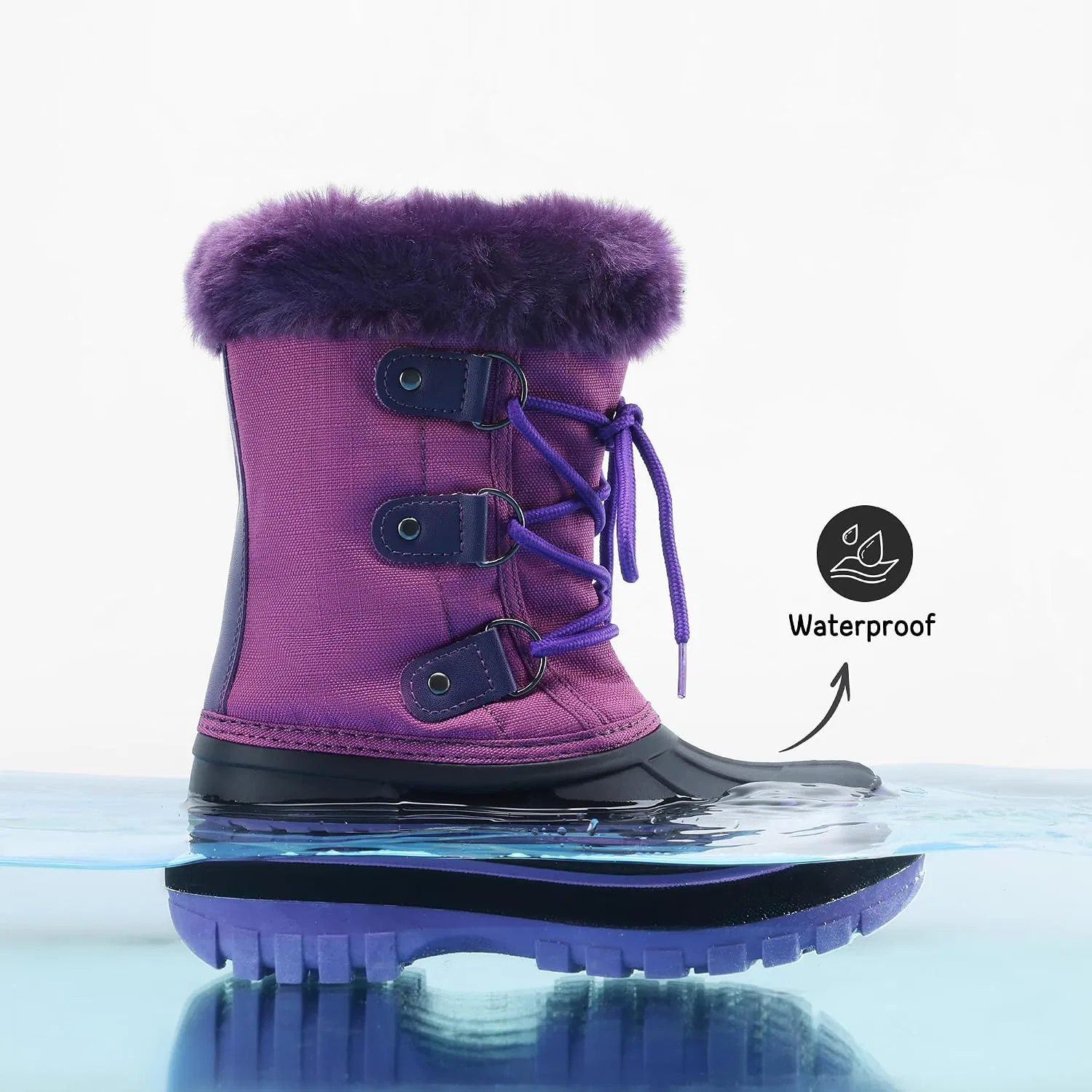 Детские зимние водонепроницаемые ботинки DREAM PAIRS, Purple — фото 2