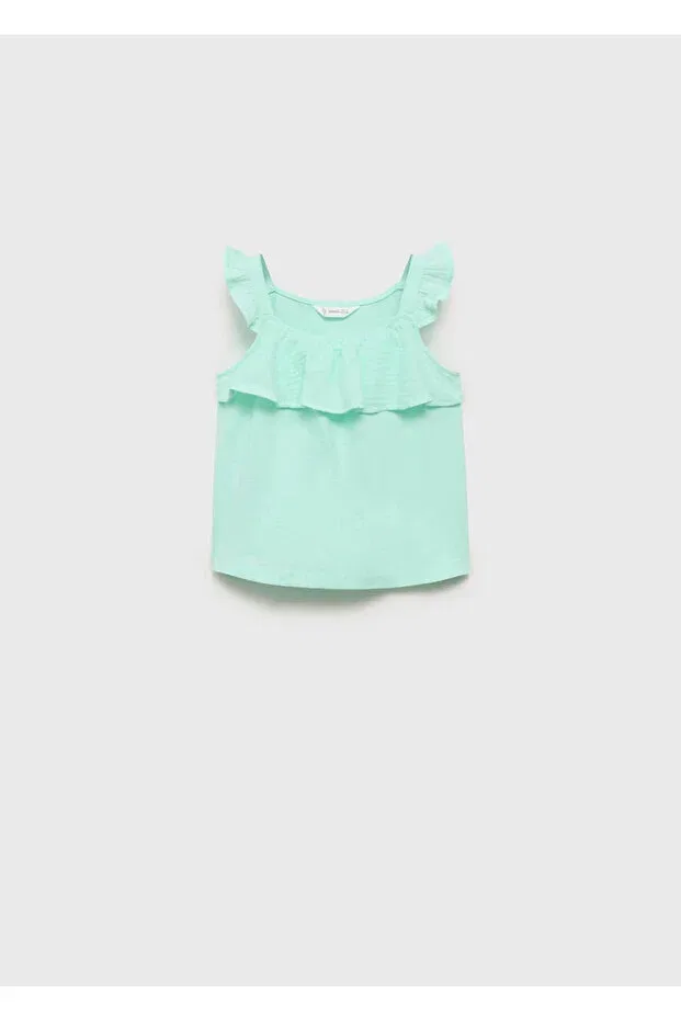 Детская футболка хлопковая без рукавов Mango Baby, Mint Green — фото 3
