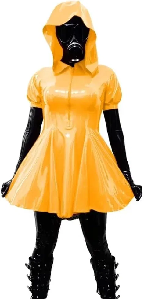 Женское мини-платье A-силуэта с капюшоном Fetish Queen, Yellow