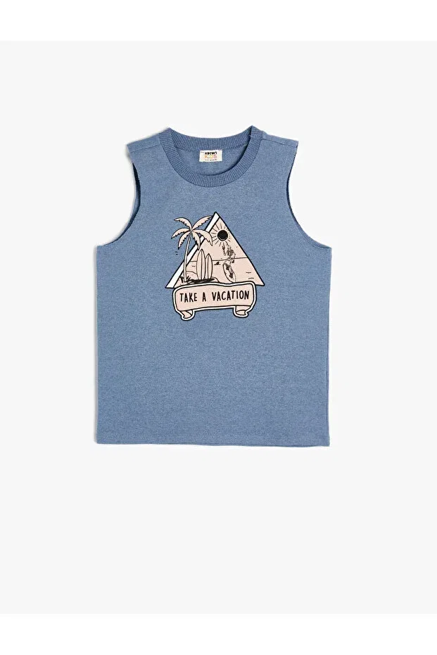 Детское для мальчиков белье с принтом Athlete surf printed crew neck Koton, Blue